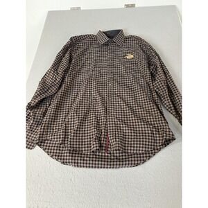 Bugatchi Uomo Shirt Mens XL Brown Black Check Plaid Long Sleeve Classic Fit